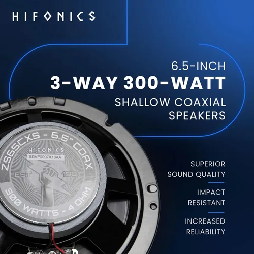 Miniatura 2 de Hifonics ZS65CXS Zeus - Altavoces coaxiales para automóvil (negro, par) - Altavoces coaxiales de montaje poco profundo de 6.5 pulgadas, 300 vatios