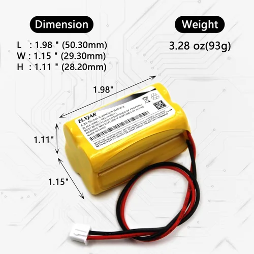 Miniatura 3 de Paquete de 2 baterías de Ni-CD de 4.8 V 800 mAh BL93NC487 para Emergi-Lite BL93NC487, luz de salida Co BAA-48R BAA48R, Interstate NIC0186, Dantona