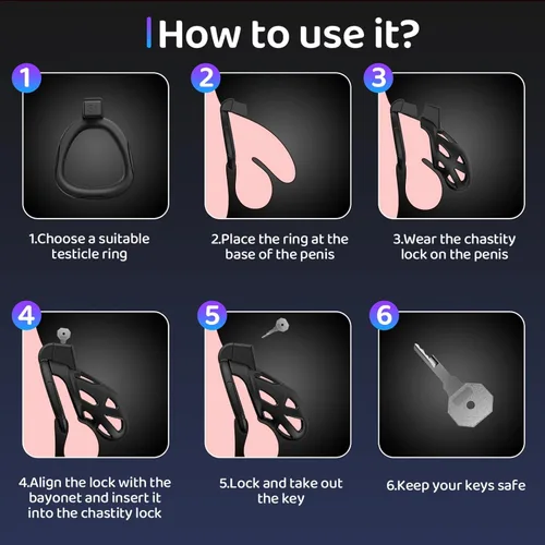 Miniatura 6 de Yivans Jaula de castidad masculina, jaula ligera de castidad para el cuerpo, resina segura para el cuerpo+jaula de pene ABS para hombres con anillo
