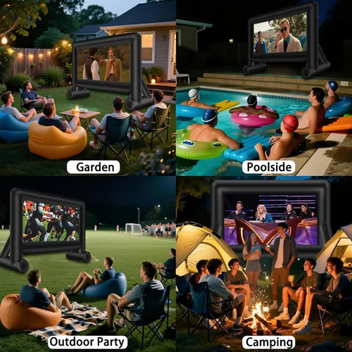 Miniatura 4 de Pantalla de proyector inflable de 16 pies para exteriores, pantalla de película inflable con bolsa de transporte con soplador, pantalla