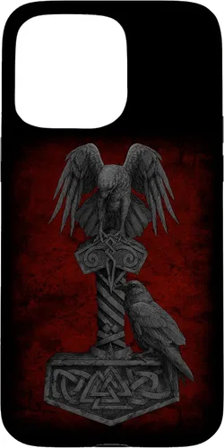 Miniatura 30 de Funda Huginn y Muninn de Mjolnir Odín de Thor para iPhone 14 Mitología nórdica vikinga