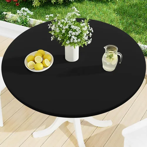 Miniatura 19 de Smiry Mantel Redondo de Spandex, Manteles Elásticos Ajustados Lavables para Mesas de 18"-24", Cubierta de Mesa de Pícnic Elástica Impermeable