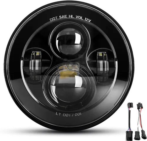 Faro LED negro de 7 pulgadas aprobado por DOT compatible con motocicletas Tour, FLD, Softail Heritage, Street Glide, Road King, Electra Glide,
