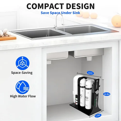 Miniatura 9 de WINGSOL Filtro de agua de ósmosis inversa integrado, NSF/ANSI 42 y 53 y 58, sistema de filtración RO bajo el fregadero de 8 etapas para agua pura 0