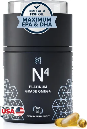 HPN N(4) Aceite de pescado omega-3 islandés, 3,000 mg de DHA y EPA | Aumenta el crecimiento muscular, las articulaciones y la salud cerebral | Sin