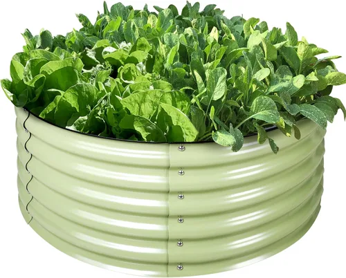 Miniatura 9 de Olle Camas de jardín elevadas de 32 pulgadas de alto, para exteriores, para verduras, cama de jardín elevada redonda galvanizada, cajas de jardín