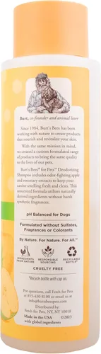 Miniatura 8 de BURT'S BEES FOR PETS Champú desodorizante para perros de origen natural con manzana y romero, champú para perros para olores - Sin crueldad