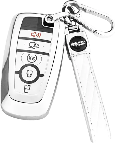 Miniatura 11 de XIYANG TRADE Funda para llavero Ford con llavero, funda para llavero para Ford Explorer Fusion Escape Edge Expedition F150 F250 F350 F450 F550 Azul