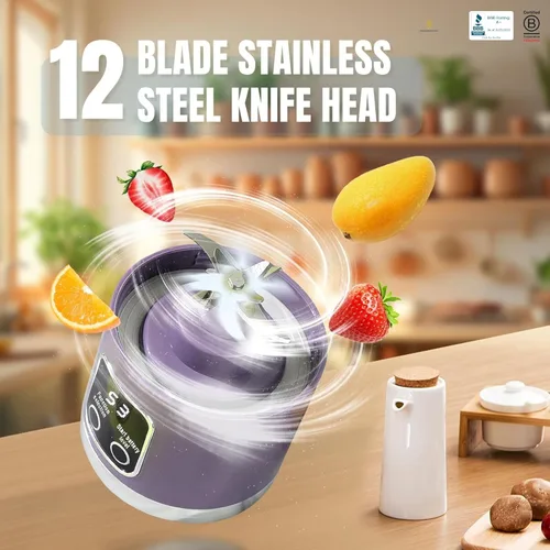 Miniatura 3 de Licuadora portátil de 16 oz/16.9 fl oz para jugos y batidos con 12 cuchillas de acero inoxidable Recargable por USB y control de múltiples