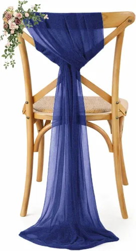 Miniatura 41 de VDS Paquete de 25, Rojo Manzana, Lazos de Gasa para Sillas con Bordado de Chiffon, Funda para Silla con Moño en la Parte Posterior, Ideal