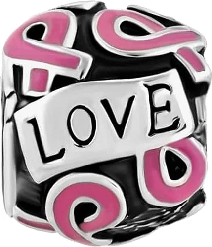 Miniatura 2 de Dijes de cuentas de concientización sobre el cáncer de mama, cinta rosa de fe y esperanza, compatible con pulsera Pandora, regalos de joyería