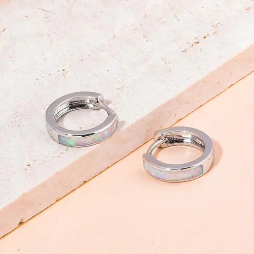 Miniatura 165 de CiNily Aretes Huggie de ópalo con bisagras, chapados en oro, hipoalergénicos, pequeños aretes de aro para mujeres, adolescentes, niñas, hombres