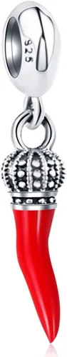 Dije colgante de plata de ley 925 con cuerno italiano, bandera de Puerto Rico, cinta de cáncer de sobreviviente, bruja de Halloween, huella de pata