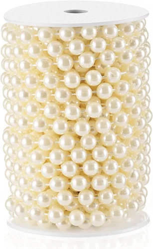 Miniatura 9 de Guirnalda de Perlas de 10MM, 10.06 Metros de Cadena de Perlas de Imitación Dorada, Rollo de Hilo para Decoración de Boda y Fiesta, Adornos