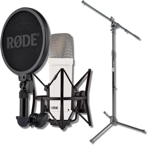 Miniatura 13 de Rode NT1 Signature - Paquete de micrófono condensador de diafragma grande negro con soporte de trípode MS7701B Euro Boom - Micrófono de estudio XLR
