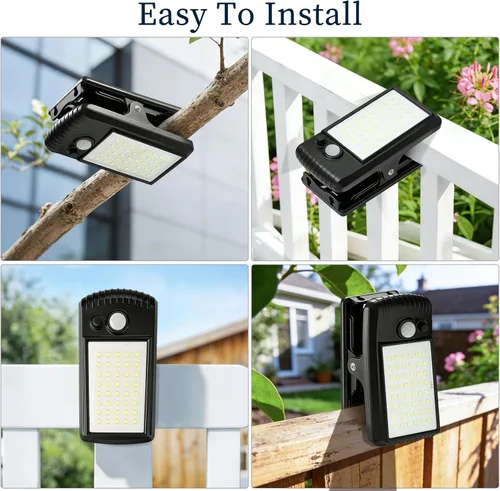 Miniatura 4 de YJFWAL Paquete de 2 luces solares para exteriores, 40 LED, 3 modos luces con clip con sensor de movimiento solar, impermeable IP65 para patio