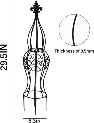 Miniatura 2 de Obelisk - Enrejado de metal para plantas trepadoras, estructura de hierro duradera de 29.5 x 6.3 pulgadas, fácil montaje, perfecto para enredaderas