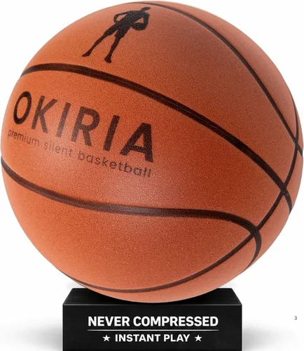 Balón de baloncesto silencioso tamaño 7 (29.5") – Balón de baloncesto de PU de espuma sin aire premium para interiores con regate silencioso –