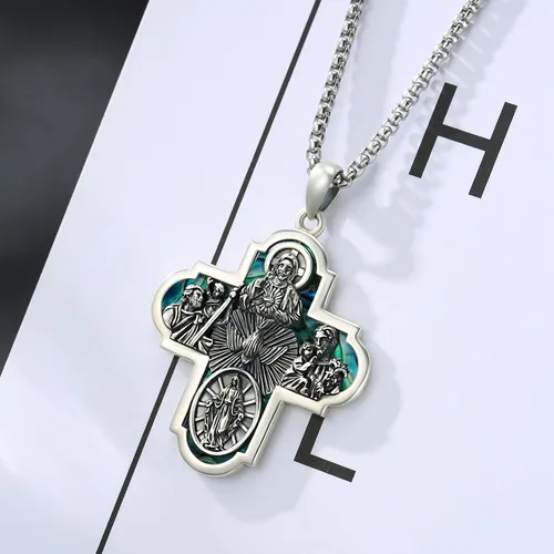 Miniatura 166 de Collar de plata de ley 925 con medalla de San Patrón, colgante de protección católica, amuleto, joyería religiosa para hombres y mujeres