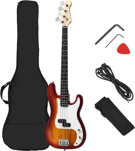 Miniatura 10 de Costzon Guitarra Bajo Eléctrica de 4 Cuerdas Tamaño Completo para Principiantes Kit Completo, Diapasón y Puente de Palisandro, con Dos Pastillas