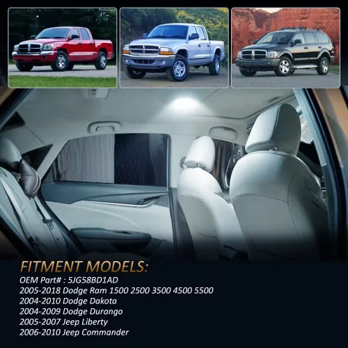 Miniatura 4 de D-Lumina Cubierta de luz de techo interior clara para 2005-2018 Dodge Ram 1500 2500 3500 4500 5500, Dodge Dakota Durango y Jeep Commander Liberty