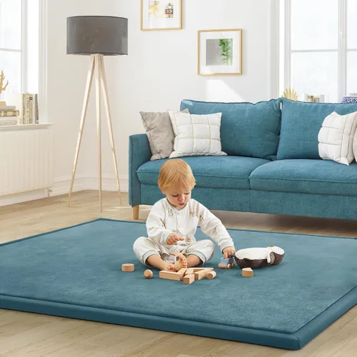 Miniatura 44 de Alfombra de juego para acostar al bebé, alfombrilla para guardería, tapete tipo tatami de espuma viscoelástica de 1.3 pulgadas de grosor, para bebés