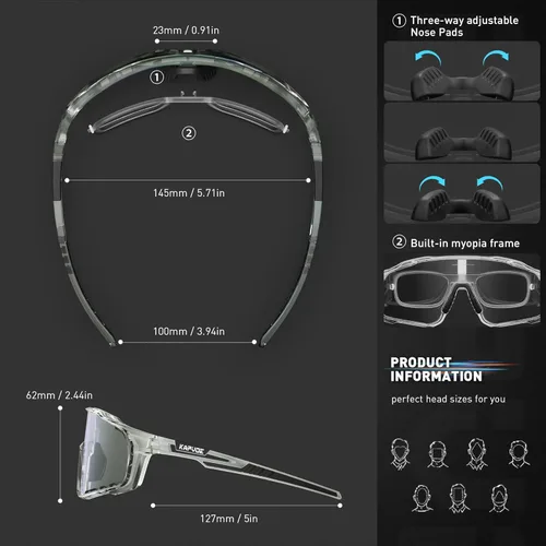 Miniatura 5 de KAPVOE Gafas de ciclismo fotocromáticas para hombres y mujeres, gafas de sol deportivas, marco de decoloración HD, gafas de bicicleta K76 Verde
