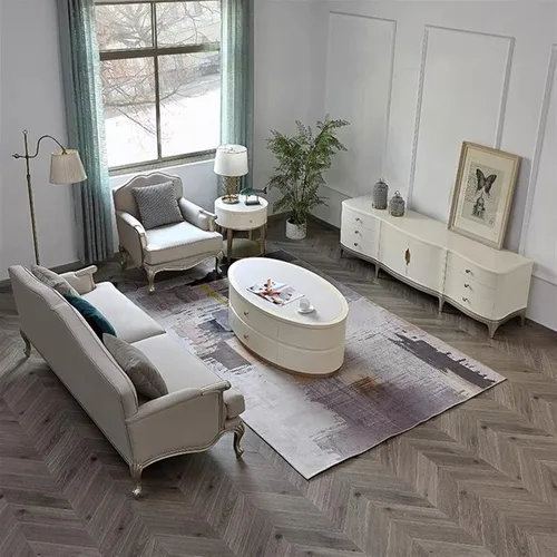 Miniatura 7 de Mesa de té para sala de estar, mesa de centro moderna con mesa única y base estable, mesa de sofá ovalada con 2 cajones grandes para sala de estar