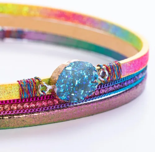 Miniatura 41 de FANCY SHINY - Pulsera de cuero estilo bohemio, pulsera de cuentas de cristal con cierre magnético, regalos de joyería para mujer
