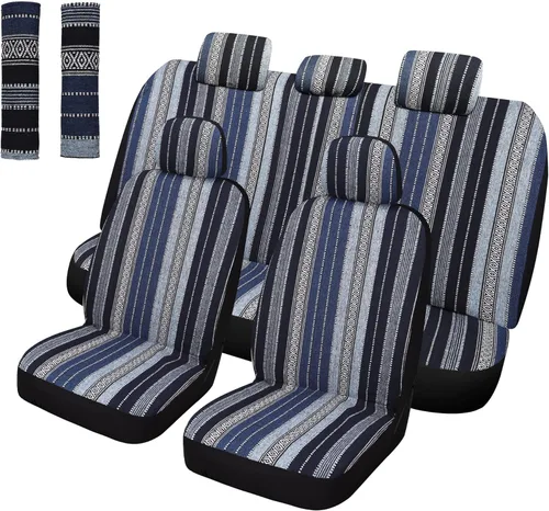 Miniatura 9 de Pariitadin Baja - Fundas para asientos delanteros de automóvil tipo manta de montura con almohadillas para cinturón de seguridad, fundas de asiento