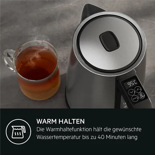 Miniatura 8 de AEG kettle K5-1-6pcs Deli 5/2400 watts/5 adjustable temperature levels/1.7L/3 times automatic safety shutdown/anti-drip function, one-handed lid