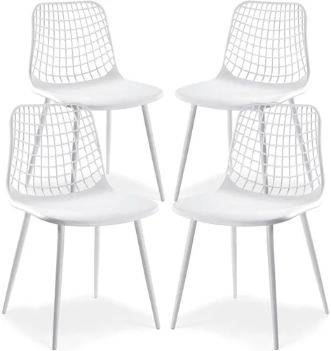 Miniatura 15 de Poly & BARK Isla - Juego de 4 sillas de cocina modernas, sillas de comedor de plástico con patas de metal, montaje rápido, sillas simples de café
