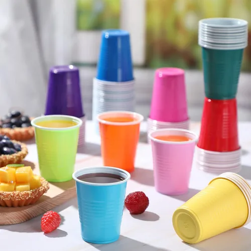 Miniatura 4 de Eaasty 1000 vasos de plástico desechables para fiestas, 10 colores, 5 onzas, vasos de plástico de 5 onzas, vasos desechables de varios