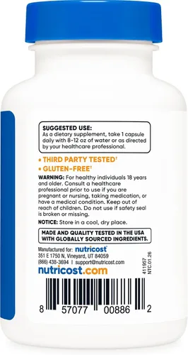 Miniatura 4 de Nutricost Vitamina B2 (Riboflavina) 100mg, 120 Cápsulas - Sin Gluten y Sin OGM