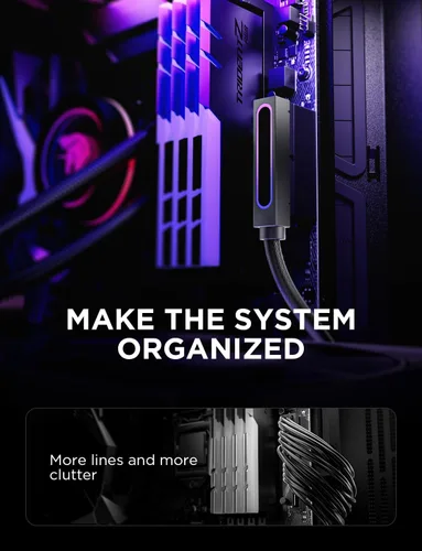 Miniatura 6 de AsiaHorse Hydrus-24PIN PC PSU Extensión de Cable ARGB LED, Cable de Extensión de Energía de la Placa Madre de Cobre Diseño Integrado, 2000W de Negro