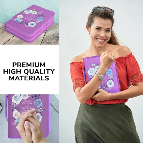 Miniatura 38 de DEHITE Funda para la Biblia para mujer, bolsas de transporte de la Biblia, tamaños medianos y grandes, ranuras para bolígrafos, tela de primera