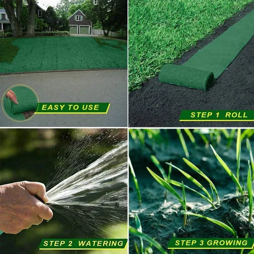 Miniatura 4 de Rollo de tapete de semillas de césped, tapete biodegradable para semillas de césped, manta de germinación de semillas de césped para cultivo