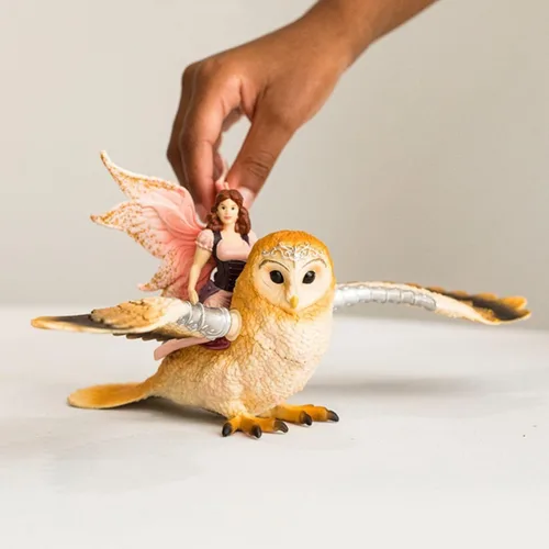 Miniatura 2 de schleich Bayala - Figura de hada en vuelo con búho glamoroso, juguete de hadas y pájaro mágico con alas móviles, juego de juguetes de fantasía