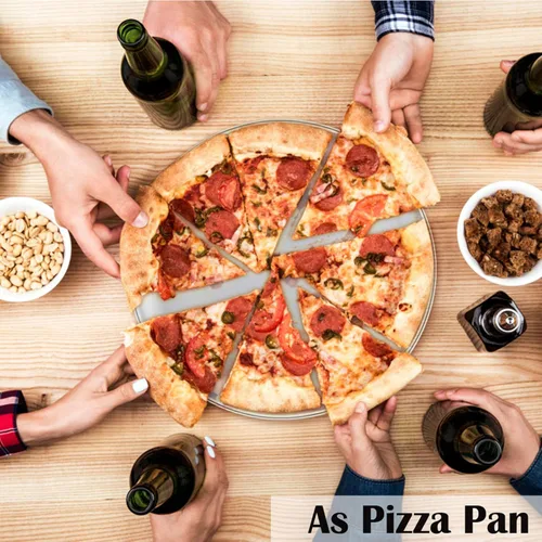 Miniatura 6 de P&P CHEF Juego de 2 moldes para pizza, bandeja de pizza de acero inoxidable, plato redondo para pizza de pastel, galletas, pasteles, no tóxicos