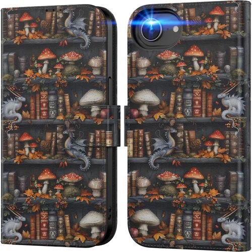 Miniatura 72 de DEENAKIN Funda tipo cartera para iPhone 15 con tarjetero + clip para efectivo, bloqueo RFID, protección contra caídas de grado militar y obras
