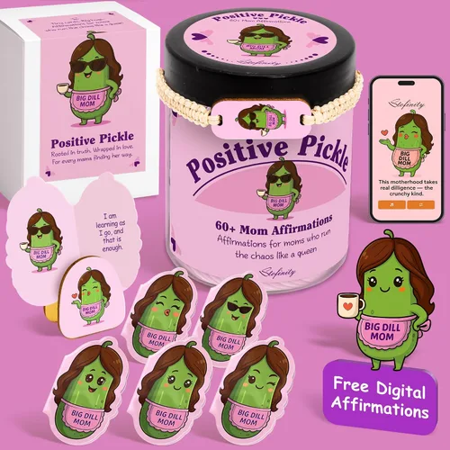 Miniatura 15 de Stofinity Tarro de 60 tarjetas de afirmación de pepinillos positivos – Regalo de aliento, positividad y apoyo emocional para niñas adolescentes