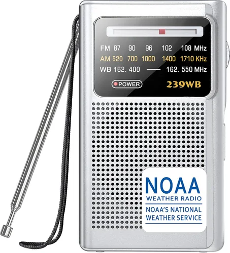 Miniatura 8 de Greadio NOAA Radio Meteorológica, Conector de Auriculares Estéreo, Radio Transistor Portátil AM/FM Operada por Batería con la Mejor Recepción