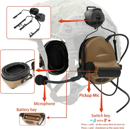Miniatura 4 de COMTA 2 auriculares tácticos con U94 PTT 2pines, para airsoft, caza, al aire libre, auriculares con cancelación de ruido