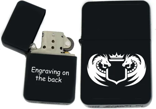 Miniatura 21 de Groomsman - Encendedor personalizado a prueba de viento negro mate, grabado láser gratuito para él, marido, padre, padrinos de boda Yin-yang-tigre