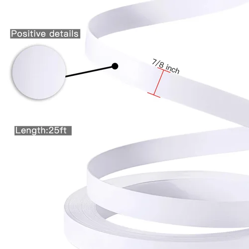Miniatura 2 de Bandas de borde de PVC, 7/8 "x 25 pies mate blanco ribete de chapa no pegado para muebles de gabinete de mesa Matt blanco