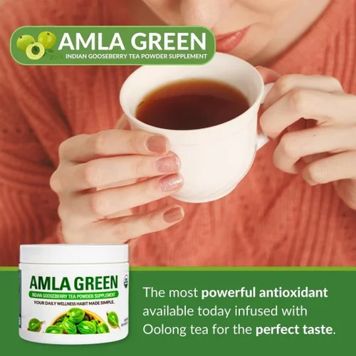 Miniatura 7 de Amla Green Suplemento en polvo de superalimento de té, 20 veces Amla concentrado, mezcla antioxidante de verduras diarias con té Oolong orgánico