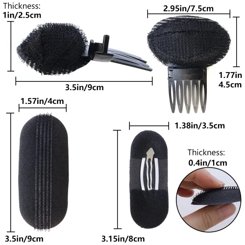 Miniatura 2 de TCOTBE Almohadillas para el cabello con volumen de princesa esponjosa para mujer (4) y peines (2) insertos - Juego de 6 piezas para peinados