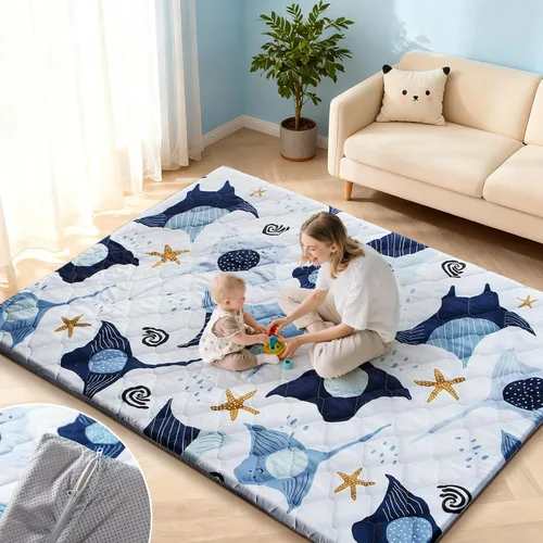 Miniatura 10 de omzer Tapete de juego para bebés de 47 x 47 pulgadas - 1.2 pulgadas de grosor de espuma elástica para bebés y niños pequeños - Alfombra