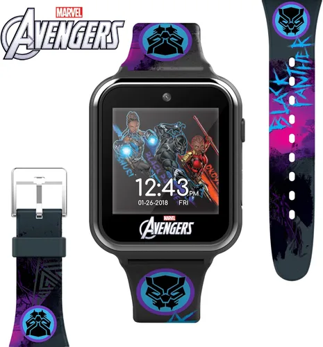 Miniatura 3 de Accutime Kids Marvel Black Panther Black - Reloj inteligente educativo con pantalla táctil para niños, niñas, niños pequeños, cámara para selfies