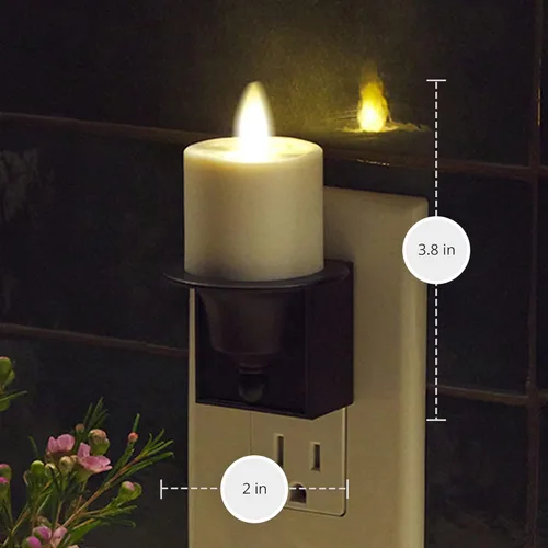 Miniatura 5 de Luminara - Luz nocturna de vela sin llama con luz de atardecer a amanecer, sensor automático de oscuridad, enchufe de pared negro, luz LED